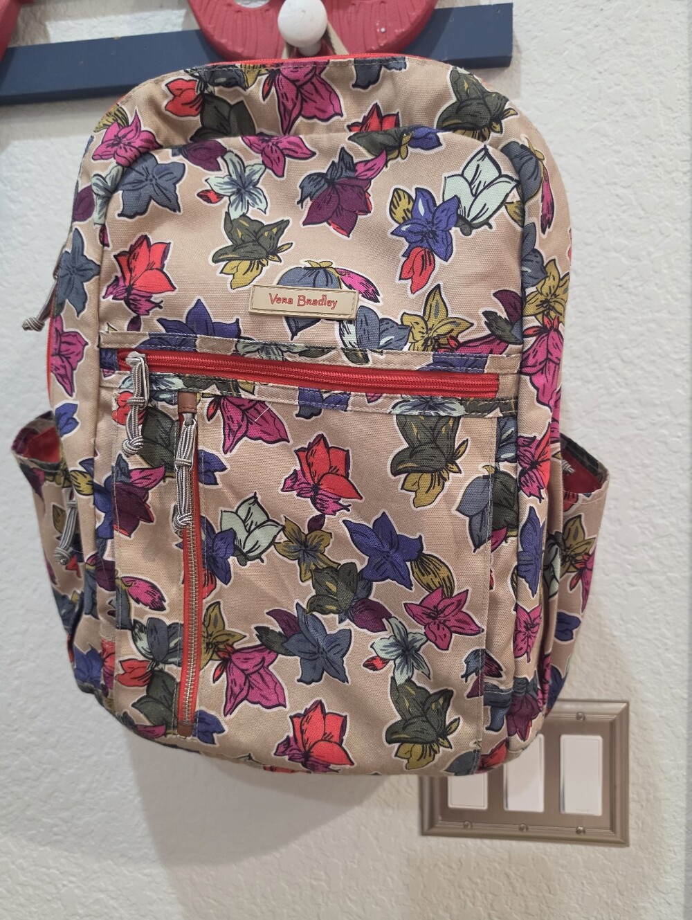 Vera Bradley Multicolor Floral Backpack on Beige